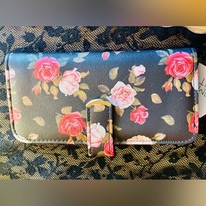 Time and Tru Black Floral Wallet
